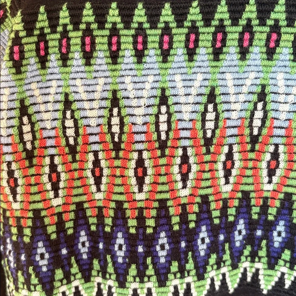 High Wool Sweater with Colorful Geometric Pattern - Picture 2 of 6